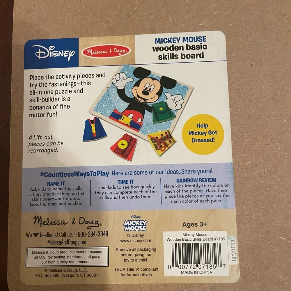 Melissa & Doug Mickey Mouse Clubhouse Wooden Basic Skills Board - Zip, Lace, Tie